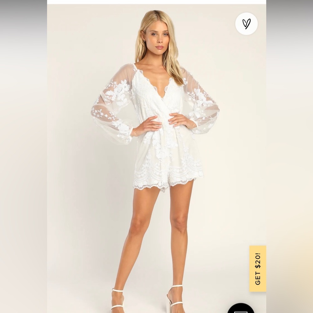 Lulus sparkling white bridal romper